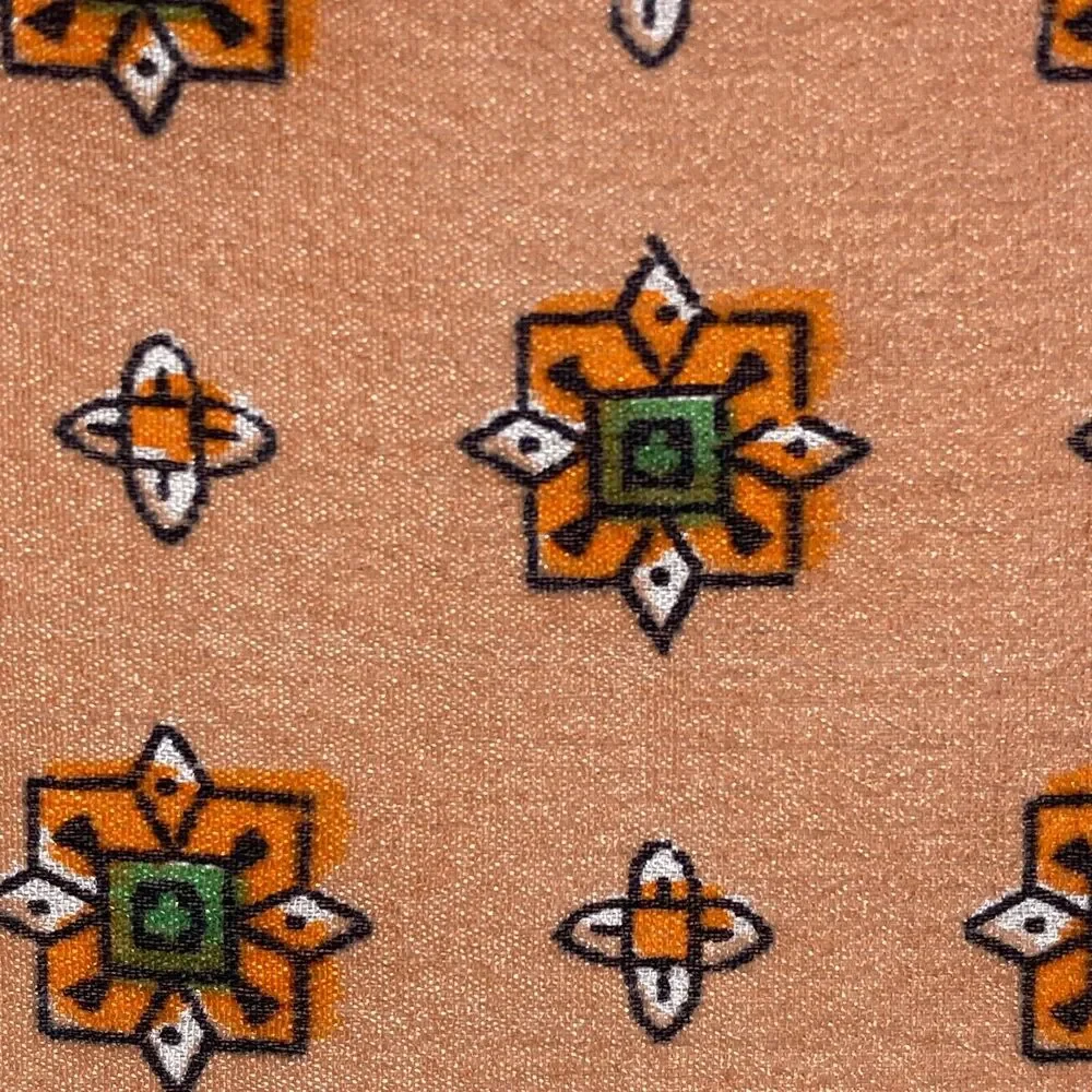 Neutral Tan Floral Print Women's Silk Scarf